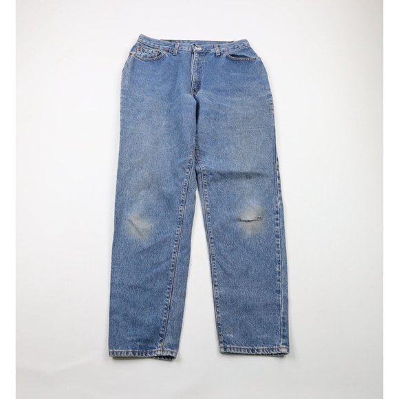 Vintage 80s Levis 505 Womens 32x32 Distressed High Waisted Denim Mom Jeans USA